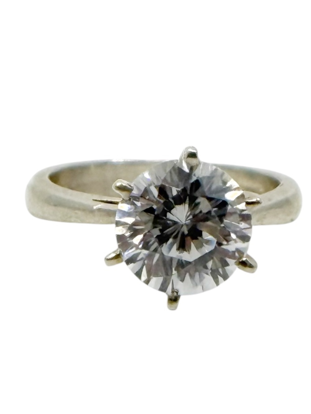 Hand Made Sterling silver cubic zirconia solitaire engagement ring - GM749